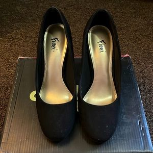 Black Suede thick black heels